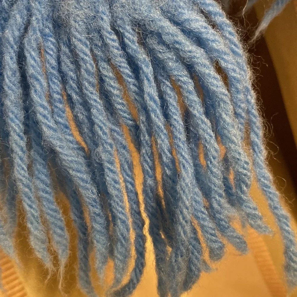 New blue crochet BOHO shawl Petite-24” neck to point w/out 3 1/2” fringe - Picture 4 of 4